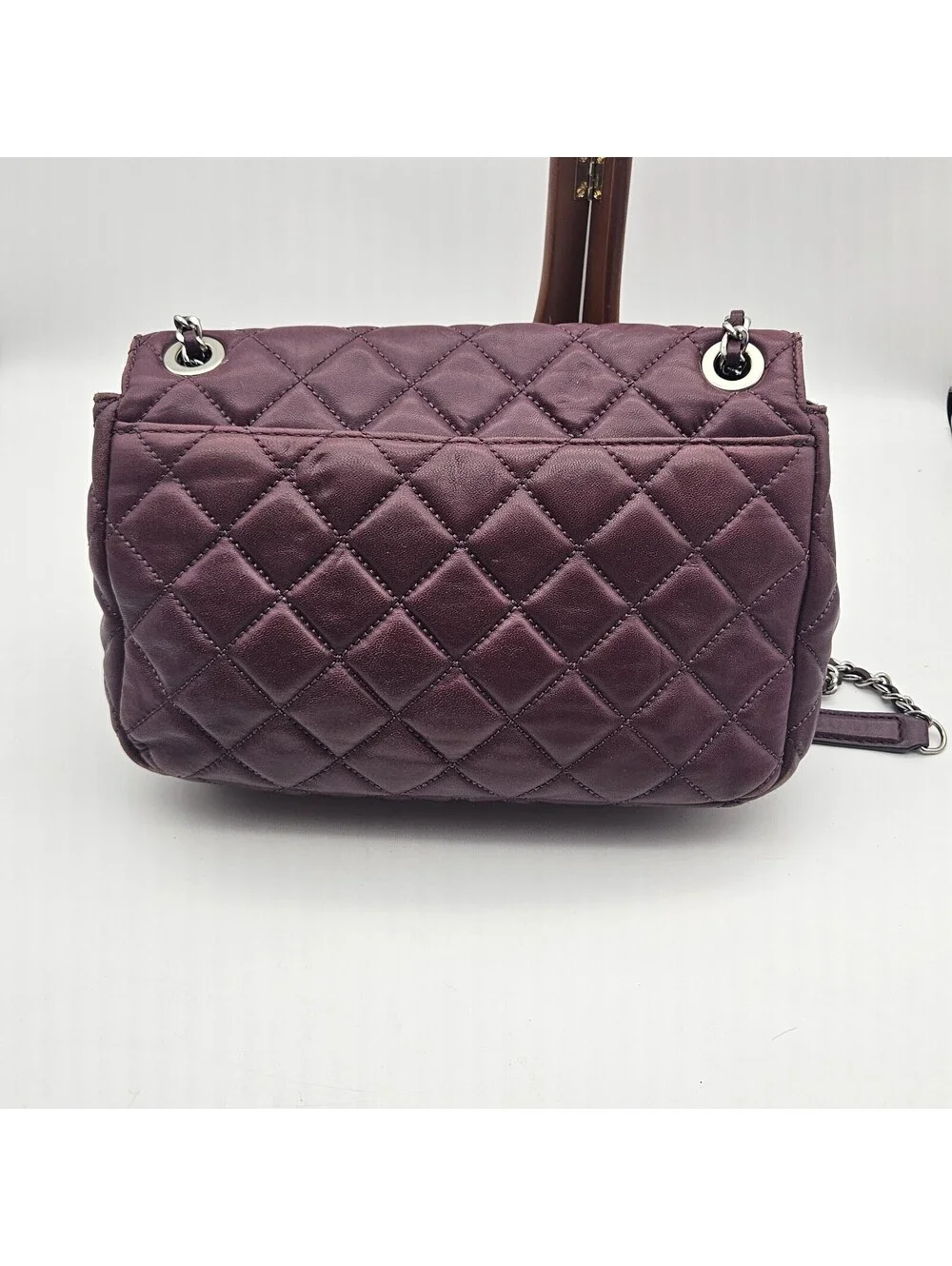 Michael Kors Purple Quilted Purse With Adjustable Chain Strap